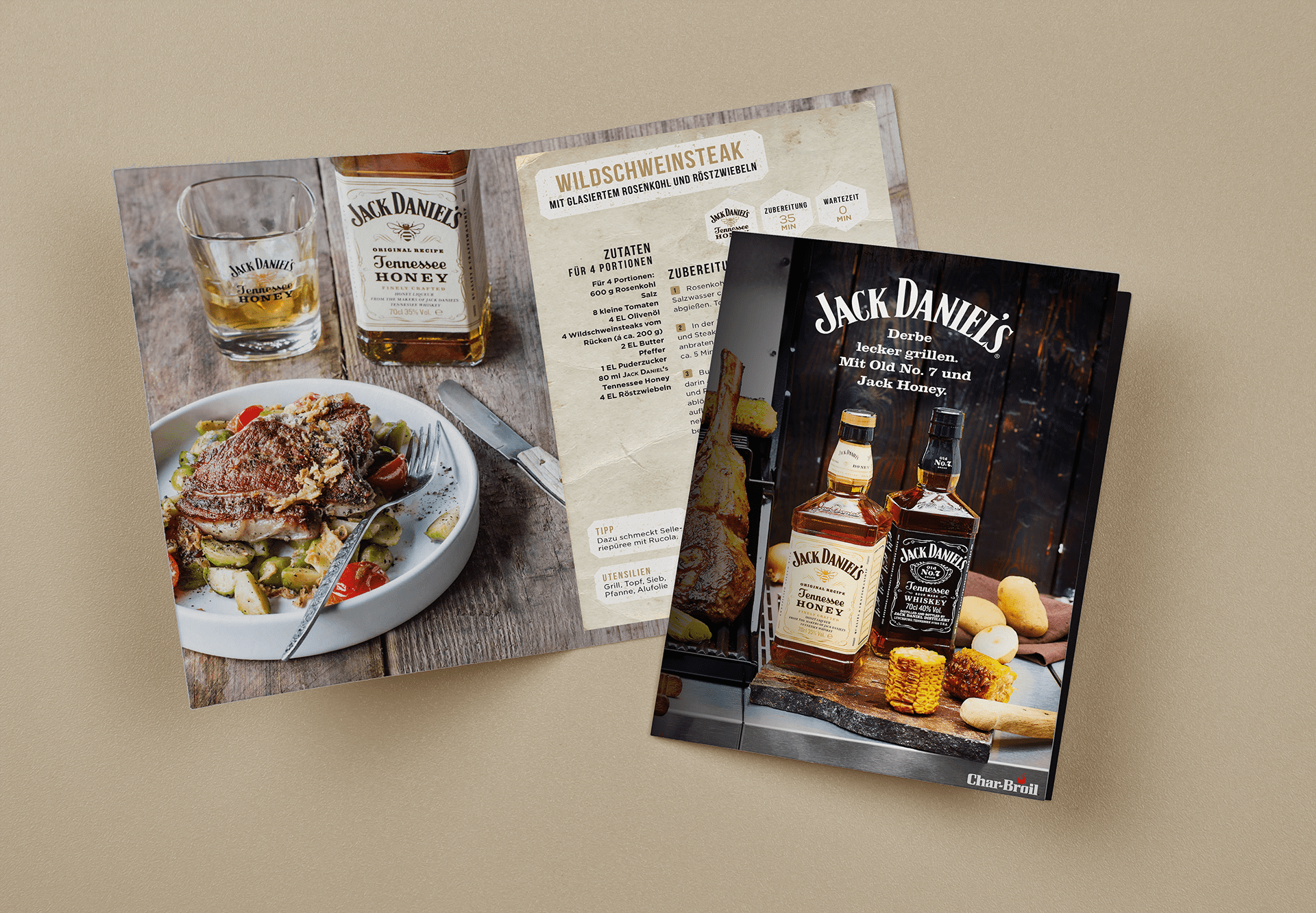 Layout und Design Broschüre Jack Daniels Honey Layout Rezeptbroschüre Jack Daniels Steak | Grafik Design Freelancer Berlin